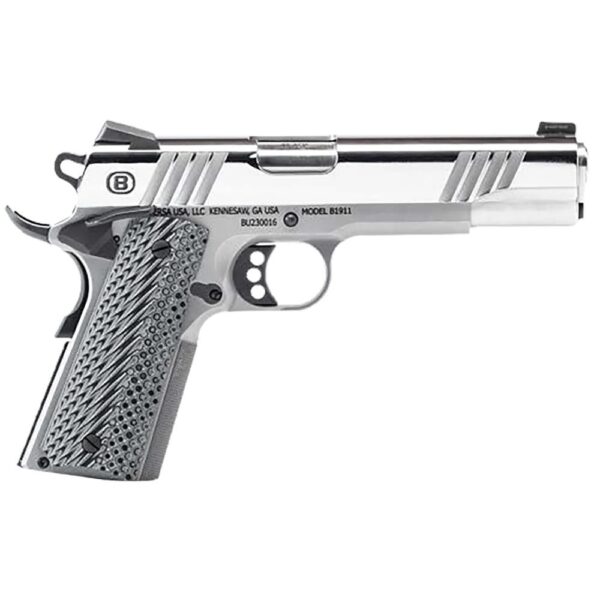 Bersa B1911 Handgun .45 ACP 8rd Magazine 5" Barrel Polished Stainless Steel with VZ Grips Night Sight - Precision Shot Firearms