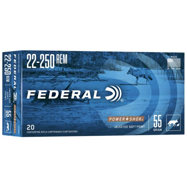 Federal Power-Shok Rifle Ammunition .22-250 Rem 55 gr SP 3050 fps - 20/ct - Precision Shot Firearms
