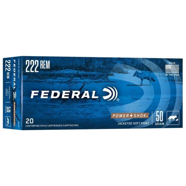 Federal Power-Shok Rifle Ammunition .222 Rem 50 gr SP 3140 fps - 20/ct - Precision Shot Firearms