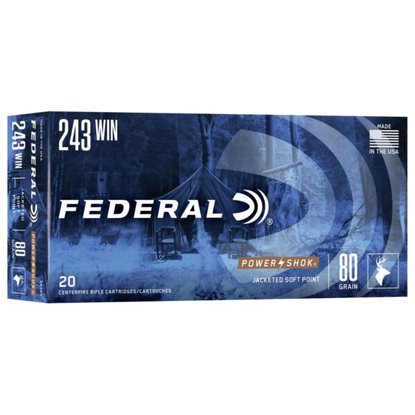 Federal Power-Shok Rifle Ammunition .243 Win 80 gr SP 3330 fps - 20/ct - Precision Shot Firearms
