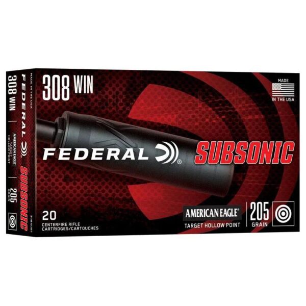 Federal Subsonic Rifle Ammunition .308 Win 205gr HP 1000 fps 20/ct - Precision Shot Firearms