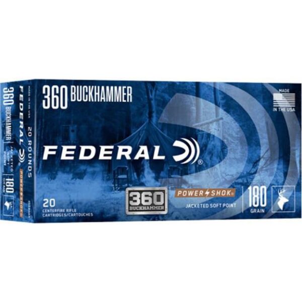 Federal Power-Shok Rifle Ammunition .360 Buckhammer 180gr JSP 2374 fps 20/ct - Precision Shot Firearms
