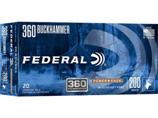 Federal Power-Shok Rifle Ammunition .360 Buckhammer 200gr JSP 2197 fps 20/ct - Precision Shot Firearms