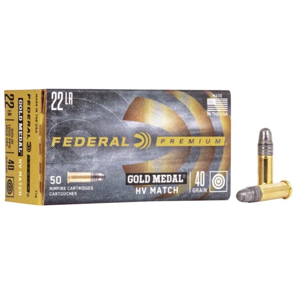 Federal Premium Gold Medal HV Rimfire Ammunition .22 LR 40 gr SLD 1200 fps 50/box - Precision Shot Firearms