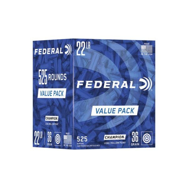 Federal Champion Training Rimfire Ammunition .22 LR 36gr HP 1260 fps 525/ct Value Pack - Precision Shot Firearms