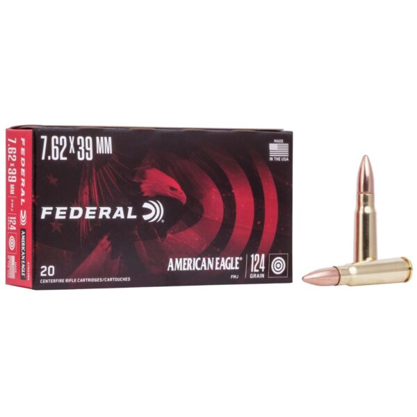 Federal American Eagle Rifle Ammunition 7.62x39 124 gr FMJ 2350 fps - 20/box - Precision Shot Firearms