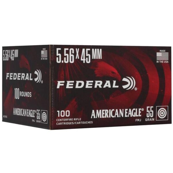 Federal American Eagle Rifle Ammunition 5.56mm 55gr FMJ 3165 fps 100/ct - Precision Shot Firearms