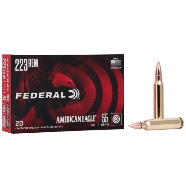 Federal Ammo American Eagle Rifle Ammunition .223 Rem 55 gr FMJ 3240 fps 500/rd Case - Precision Shot Firearms