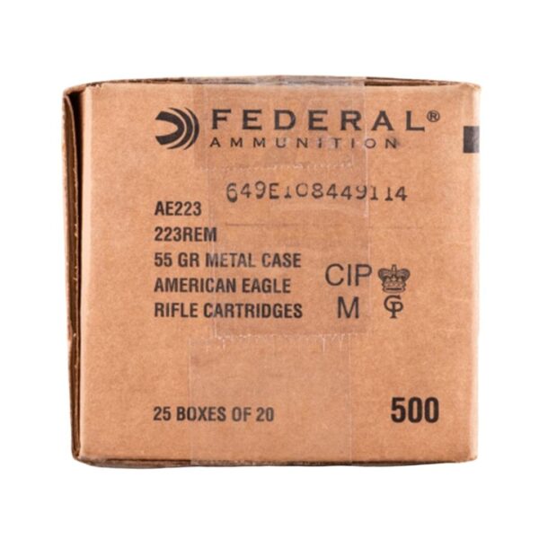 Federal Ammo American Eagle Rifle Ammunition .223 Rem 55 gr FMJ 3240 fps 500/rd Case - Precision Shot Firearms