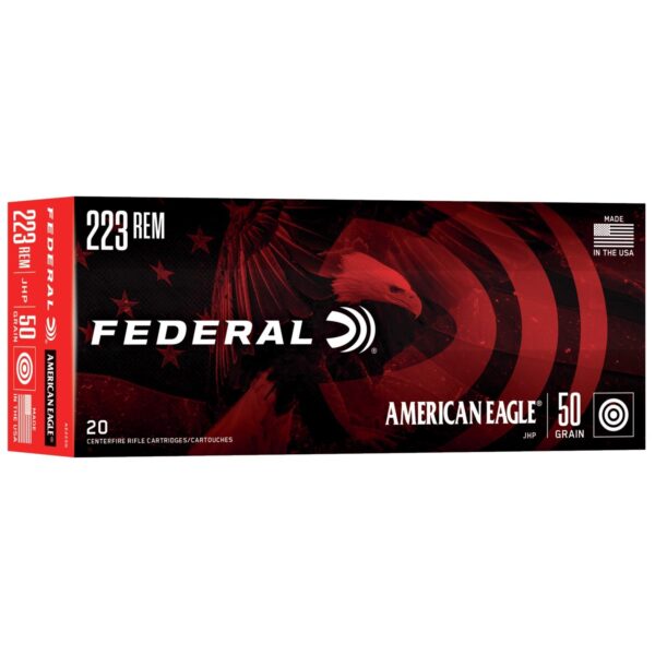 Federal American Eagle Rifle Ammunition .223 Rem 50 gr JHP 3325 fps 20/ct - Precision Shot Firearms