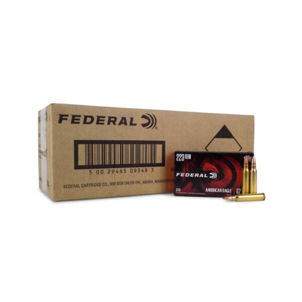 Federal American Eagle Rifle Ammunition .223 Rem 62 gr FMJ 3020 fps 500/ct - Precision Shot Firearms