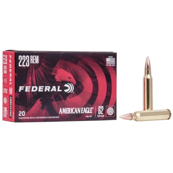 Federal American Eagle Rifle Ammunition .223 Rem 62 gr FMJ 3020 fps - 20/box - Precision Shot Firearms