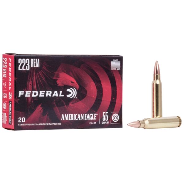 Federal American Eagle Rifle Ammunition .223 Rem 55 gr FMJBT 3240 fps - 20/box - Precision Shot Firearms
