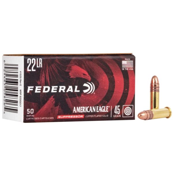 Federal American Eagle Rimfire Rifle Ammunition .22 LR 45 gr RN 970 fps 50/ct - Precision Shot Firearms
