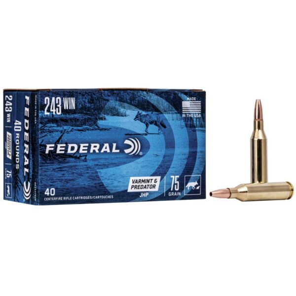Federal American Eagle Varmint & Predator Rifle Ammunition .243 Win 75 gr JHP 3375 fps 40/ct - Precision Shot Firearms
