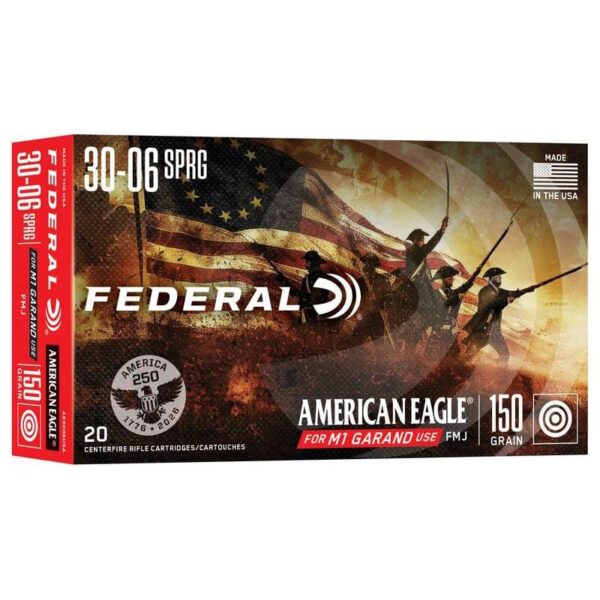 Federal American Eagle 250th Rifle Ammunition .30-06 Sprg 150gr FMJ 2740 fps 20/ct - Precision Shot Firearms