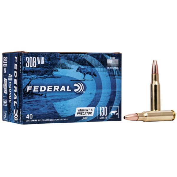 Federal American Eagle Varmint & Predator Rifle Ammunition .308 Win 130 gr JHP 3050 fps 40/ct - Precision Shot Firearms