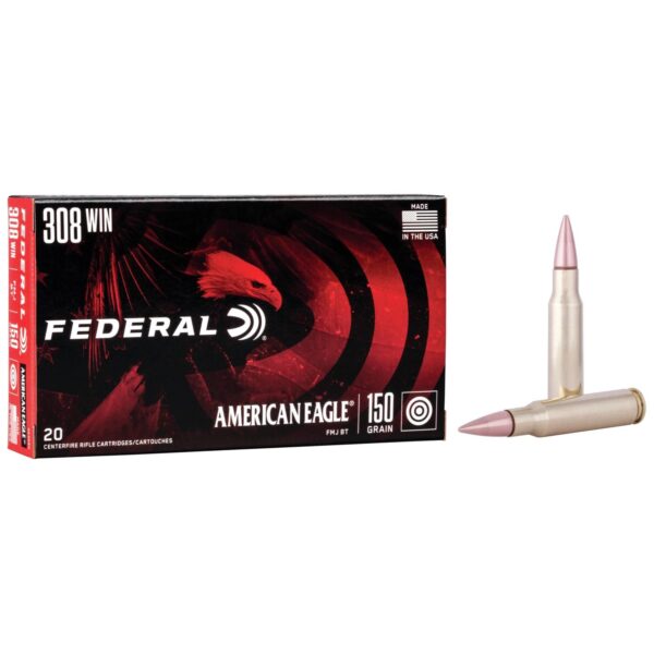 Federal American Eagle Rifle Ammunition .308 Win 150 gr FMJBT 2820 fps - 20/box - Precision Shot Firearms