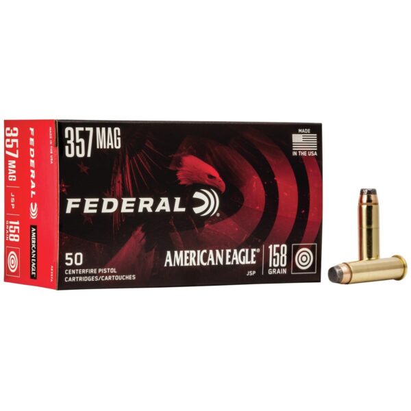 American Eagle Handgun Ammunition .357 Mag 158 gr JSP 1240 fps 50/box - Precision Shot Firearms