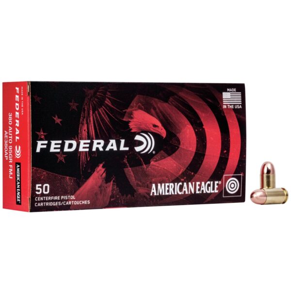 American Eagle Handgun Ammunition .380 ACP 95 gr FMJ 980 fps 50/ct - Precision Shot Firearms