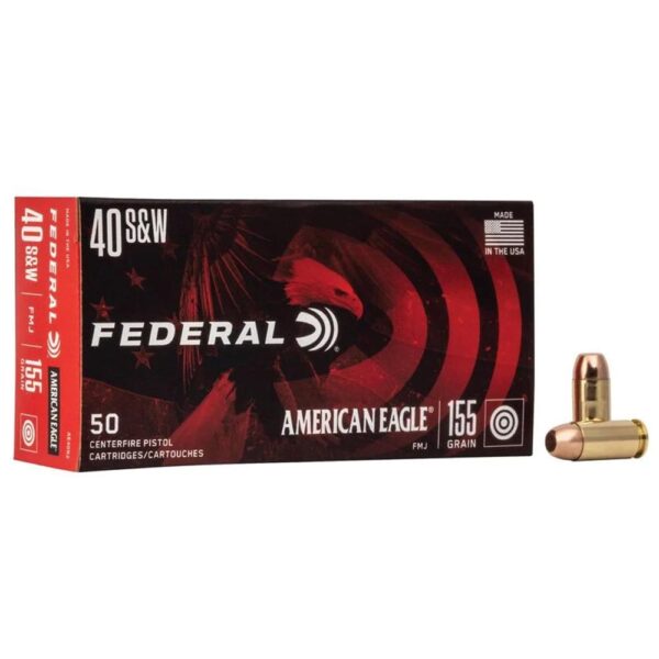 Federal American Eagle Handgun Ammunition .40 S&W 155 gr FMJ 1160 fps 1000/ct - Precision Shot Firearms