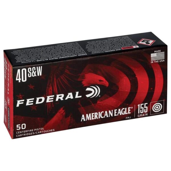 Federal American Eagle Handgun Ammunition .40 S&W 155 gr FMJ 1160 fps 1000/ct - Precision Shot Firearms