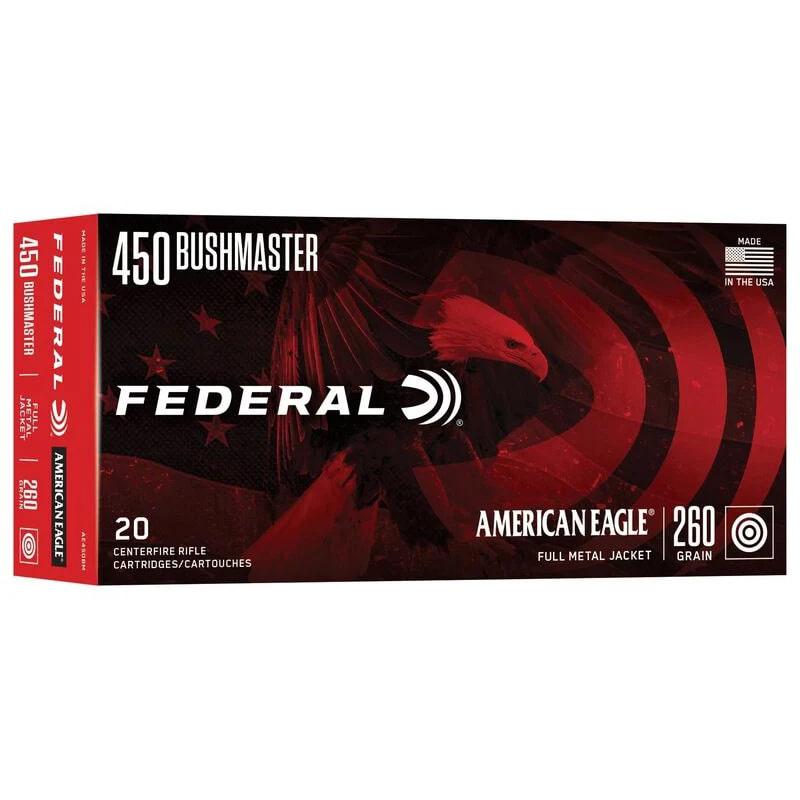 Federal American Eagle Rifle Ammunition .450 Bushmaster 260gr FMJ 2040 fps 20/ct - Precision Shot Firearms