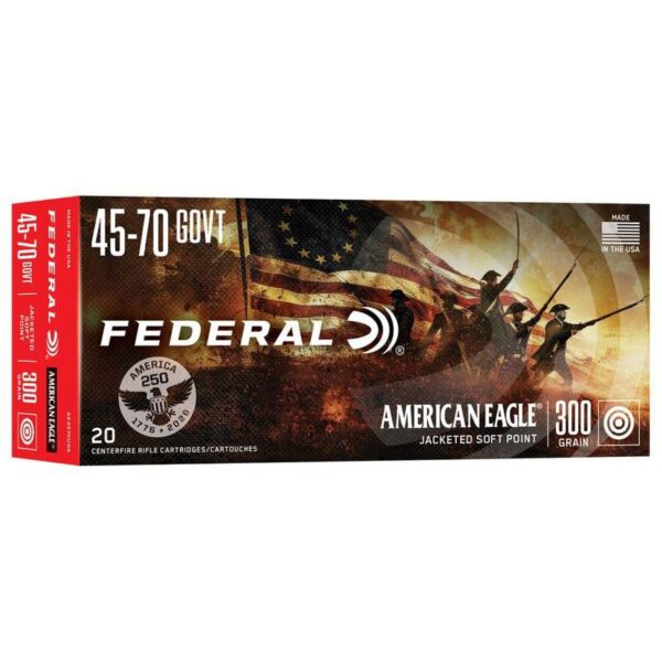 Federal American Eagle 250th Rifle Ammunition .45-70 Govt 300gr SP 1850 fps 20/ct - Precision Shot Firearms