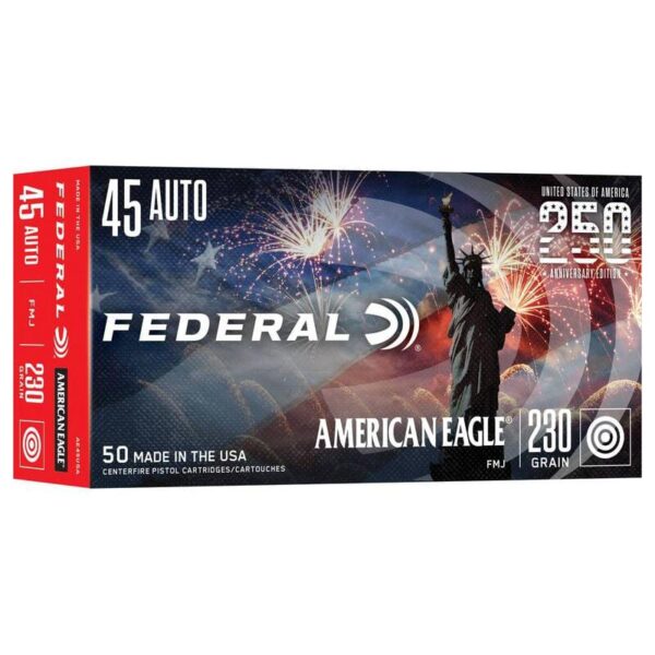 Federal 250th Anniversary USA Handgun Ammunition .45 Auto 230gr FMJ 890 fps 50/ct - Precision Shot Firearms