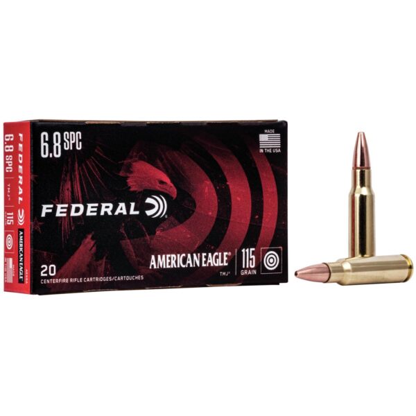 Federal American Eagle Rifle Ammunition 6.8mm SPC 115 gr FMJ 2675 fps 20/Box - Precision Shot Firearms