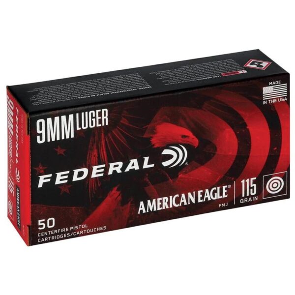 American Eagle Handgun Ammunition 9mm 115 gr FMJ 1000/ct - Precision Shot Firearms