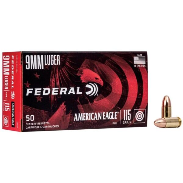 American Eagle Handgun Ammunition 9mm Luger 115 gr FMJ 1180 fps 1000/ct Case - Precision Shot Firearms
