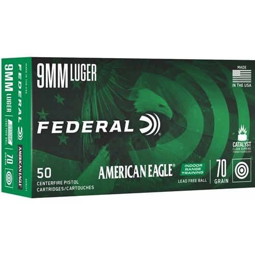 Federal American Eagle IRT Lead Free Handgun Ammuntion 9mm Luger 70gr FMJ 50/ct - Precision Shot Firearms