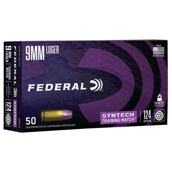 Federal Syntech Training Handgun Ammunition 9mm Luger 124 gr. TSJ 1050 fps 50/ct - Precision Shot Firearms