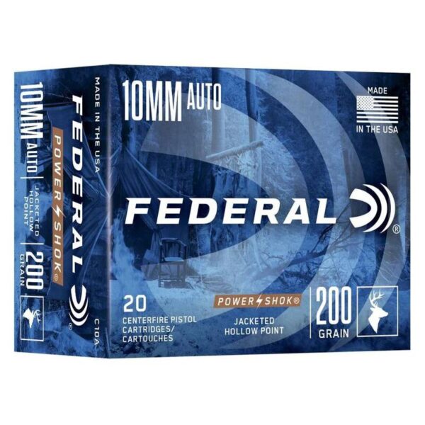 Federal Power-Shok Handgun Ammunition 10mm Auto 200gr JHP 1110 fps 20/ct - Precision Shot Firearms