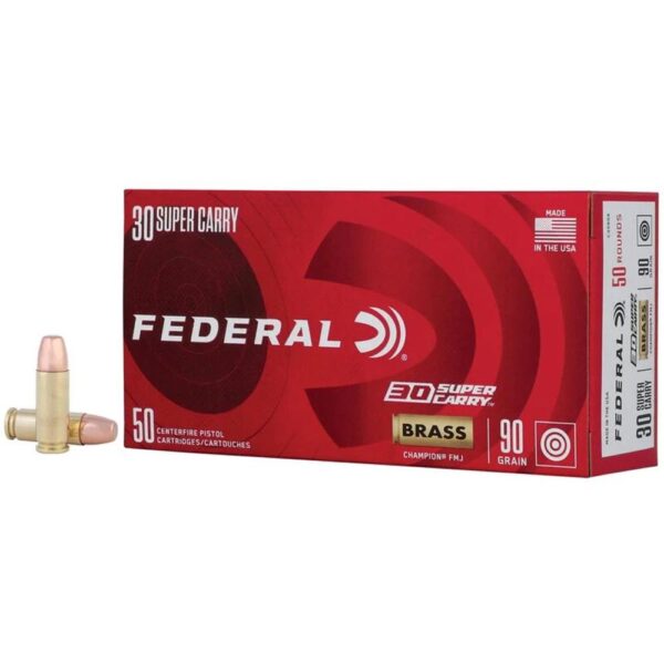 Federal Champion Training Handgun Ammunition 30 Super Carry 90gr FMJ 1300 fps 50/ct - Precision Shot Firearms