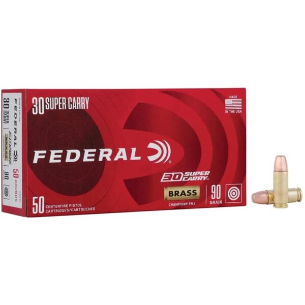 Federal Champion Training Handgun Ammunition 30 Super Carry 90gr FMJ 1300 fps 50/ct - Precision Shot Firearms