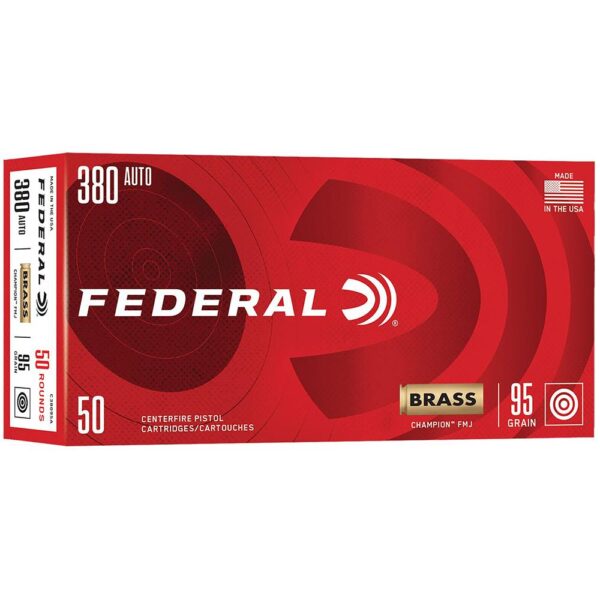 Federal Champion Handgun Ammunition .380 Auto 95gr FMJ 990 fps 50/ct - Precision Shot Firearms