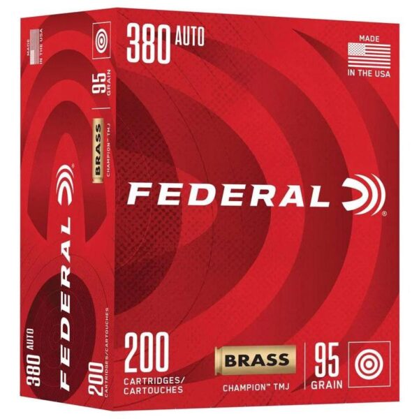 Federal Champion Training Handgun Ammunition 380 Auto 95gr FMJ 980 fps 200/ct - Precision Shot Firearms