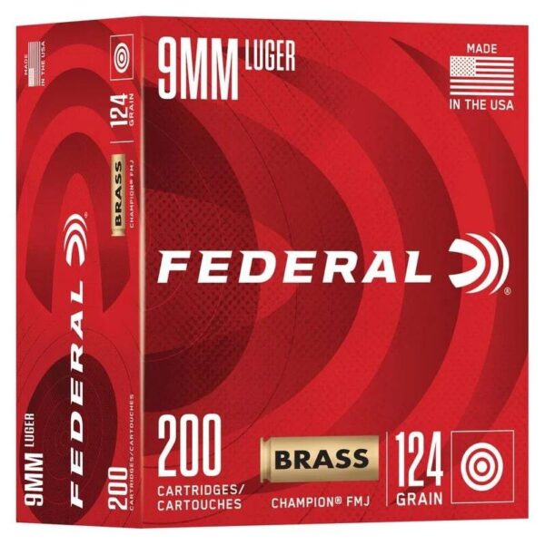 Federal Champion Handgun Ammunition 9mm Luger 124gr FMJ 1090 fps 200/ct - Precision Shot Firearms