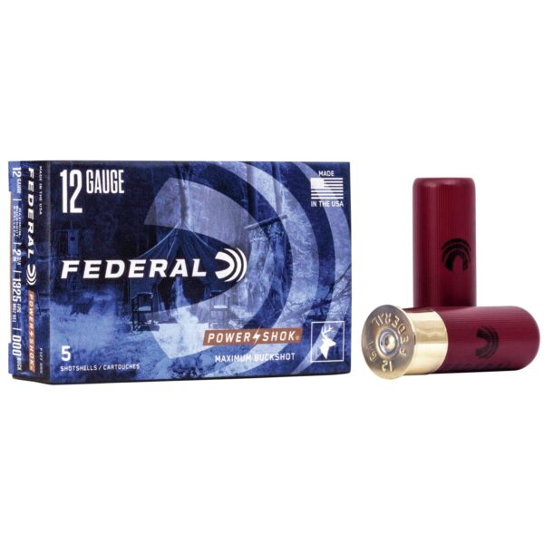 Federal Power-Shok Buckshot Shotshells 12 ga 2-3/4" 8 plts #000 1325 fps 5/ct - Precision Shot Firearms