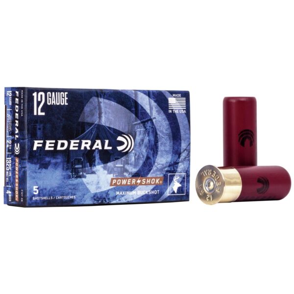 Federal Power-Shok Buckshot 12 ga 2 3/4" MAX 27 plts #4B 1325 fps - 5/box - Precision Shot Firearms