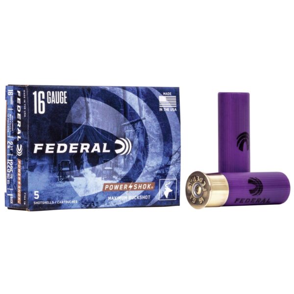 Federal Power-Shok Buckshot 16 ga 2 3/4" MAX 12 plts #1B 1225 fps - 5/box - Precision Shot Firearms
