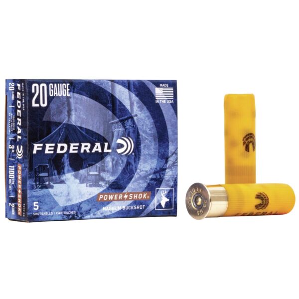 Federal Power-Shok Buckshot 20 ga 3" MAX 18 plts #2B 1100 fps - 5/box - Precision Shot Firearms