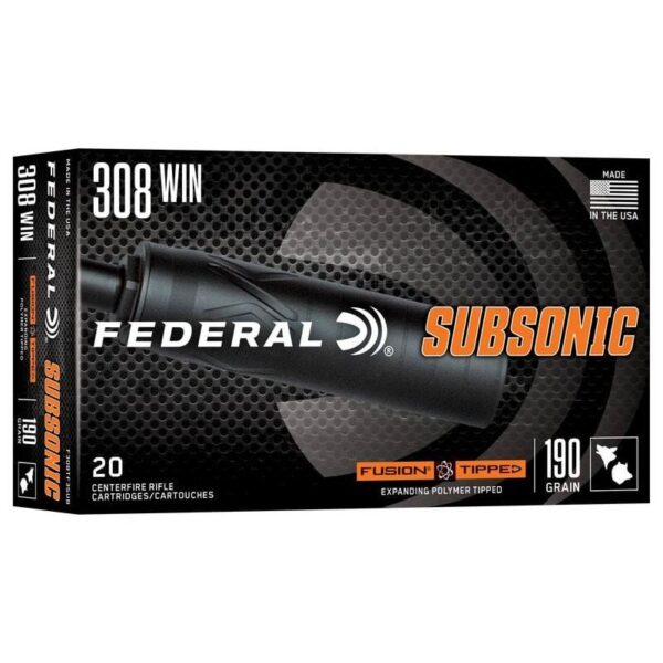 Federal Fusion Subsonic Rifle Ammunition .308 Win 190gr SP 1000 fps 20/ct - Precision Shot Firearms