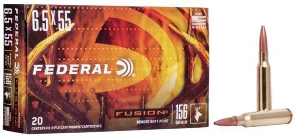 Federal Fusion Rifle Ammuniton 6.5x55 Swedish Mauser 156gr SP 2500 fps 20/ct - Precision Shot Firearms