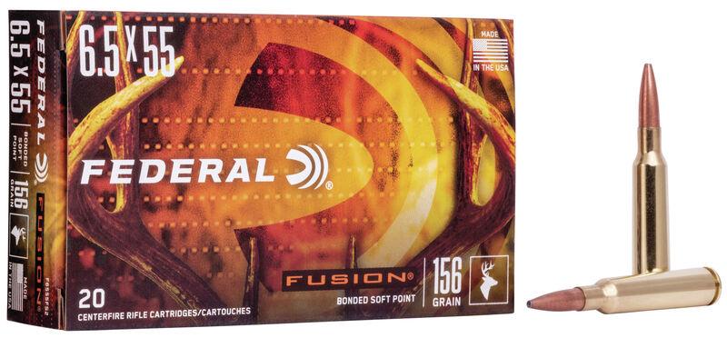 Federal Fusion Rifle Ammuniton 6.5x55 Swedish Mauser 156gr SP 2500 fps 20/ct - Precision Shot Firearms