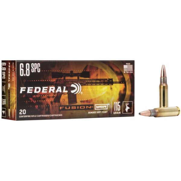 Federal Fusion MSR Rifle Ammunition 6.8mm SPC 115 gr SP 2470 fps 20/ct - Precision Shot Firearms