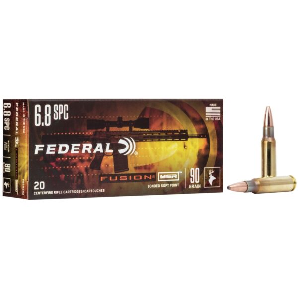 Federal Fusion MSR 6.8mm SPC 90 gr BTSP 2850 fps 20/ct - Precision Shot Firearms