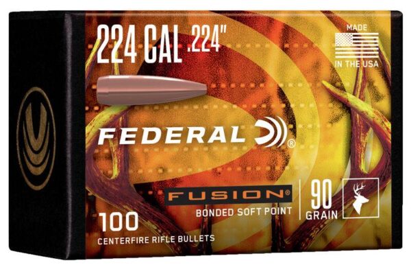 Federal Fusion Component Rifle Bullets .224 cal .224" 90gr Bonded Soft Point 100/ct - Precision Shot Firearms